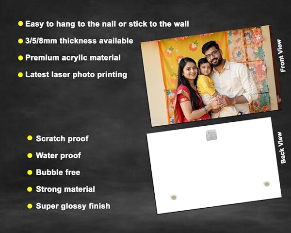 Acrylic Rectangular Photo Frame for Wall (12 x 8 Photo frame)